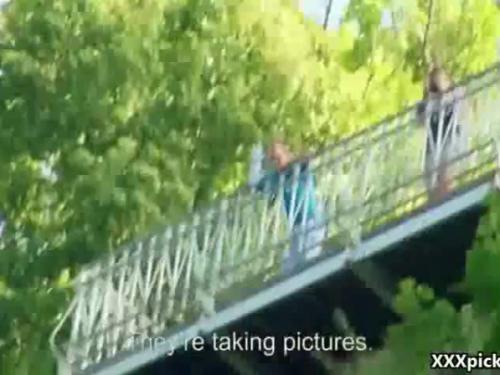 Public dick sucking with amateur euro slut for money 12